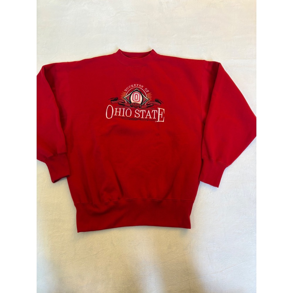 Midwest Embroidery Ohio State Buckeyes Sweatshirt Red Embroidered Mens Medium